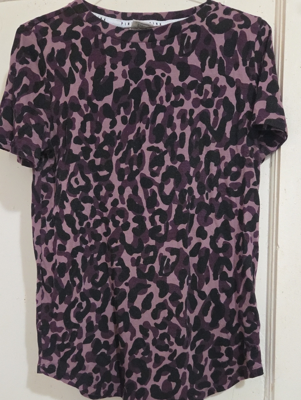 PINK Victoria's Secret Purple and Black Leopard Print Short-Sleeve Tee